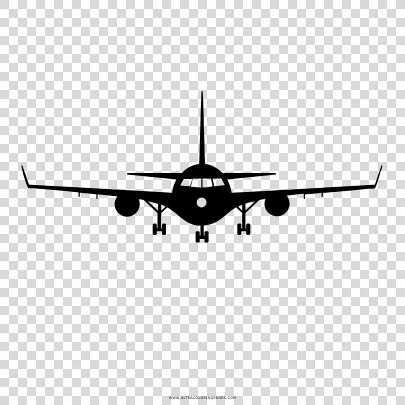 Narrow-body Aircraft Airplane Black And White Drawing Coloring Book, Airplane PNG