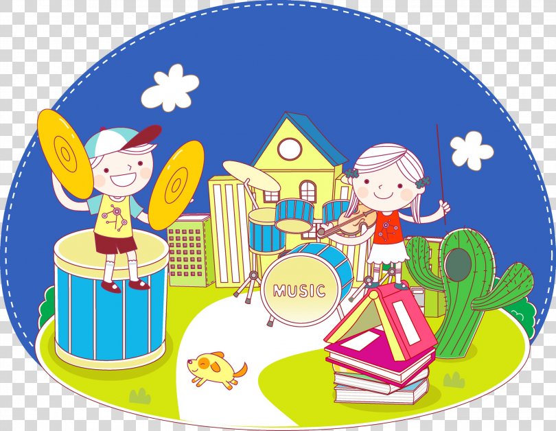 Musical Instrument Hand Drum Illustration, Children Playing Musical Instruments PNG