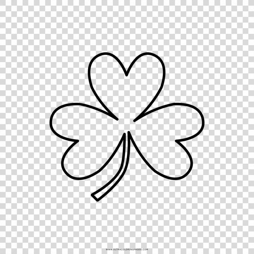 Black And White Drawing Coloring Book Four-leaf Clover Painting, Painting PNG
