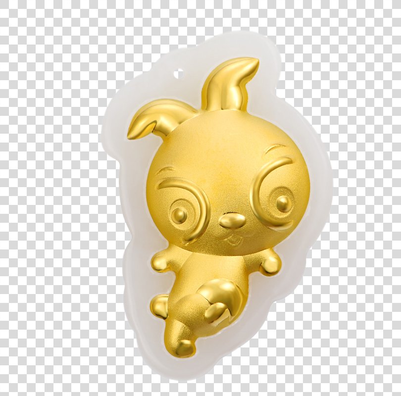Gold Rabbit Pendant Clip Art, Golden Rabbit Zodiac Gold Pendant PNG