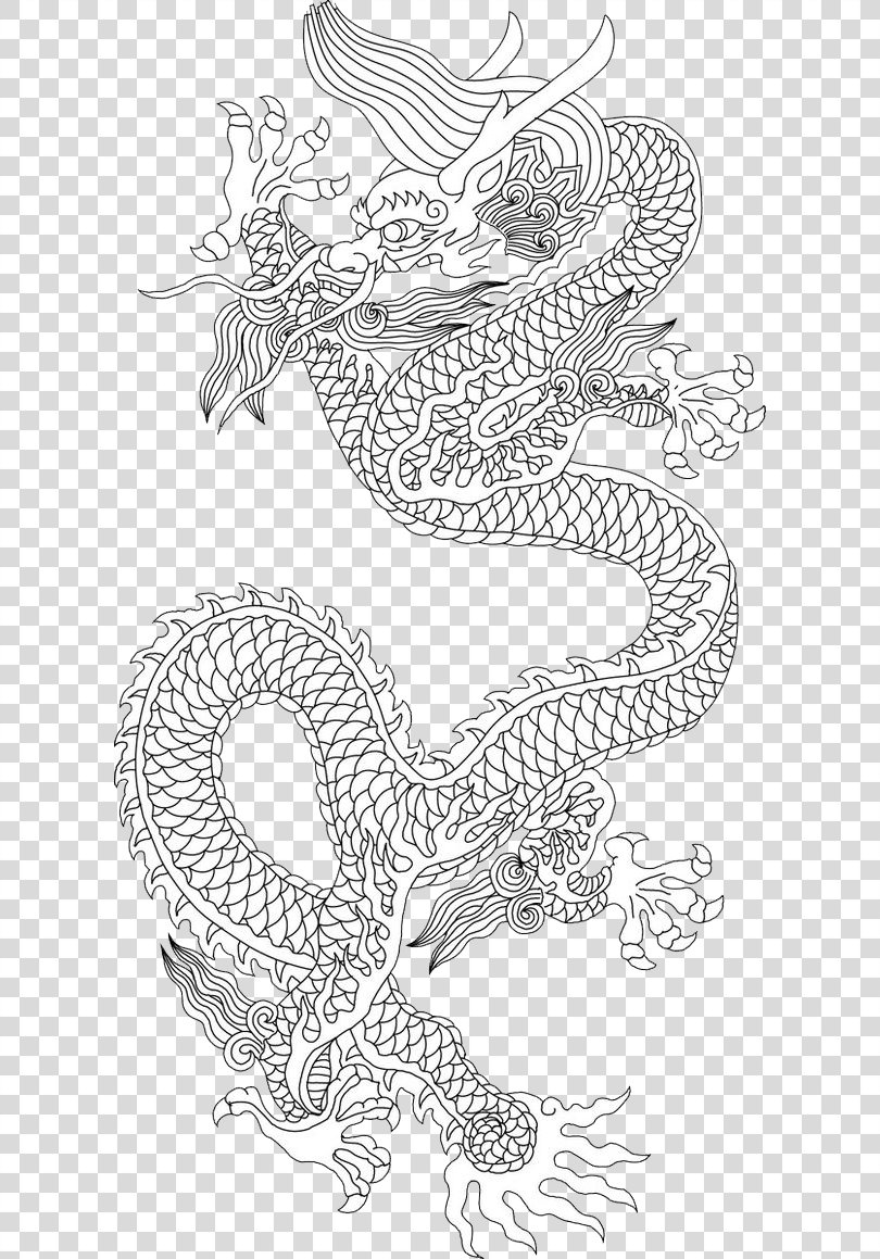 Chinese Dragon Sketch, Hand-painted Chinese Dragon PNG