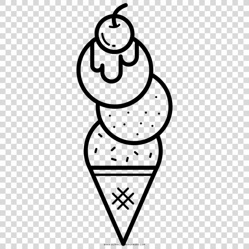 Ice Cream Cones Sundae Drawing Coloring Book, Ice Cream PNG