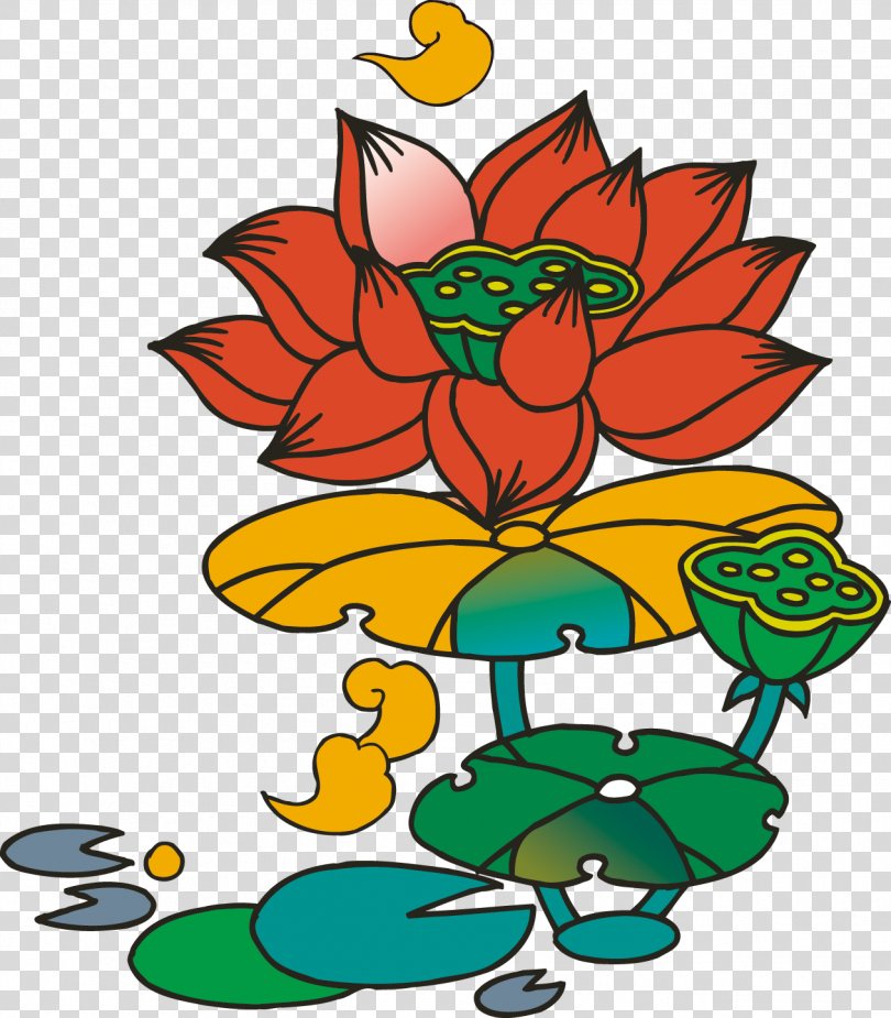 Motif Clip Art, Hand-painted Lotus PNG
