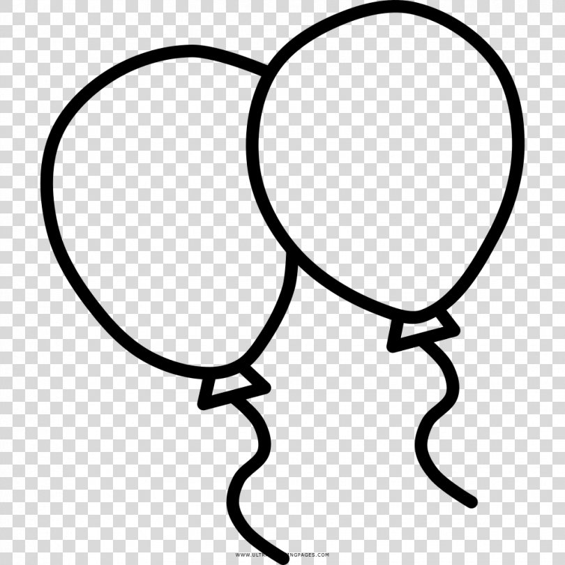 Black And White Drawing Coloring Book Clip Art, Balloon PNG