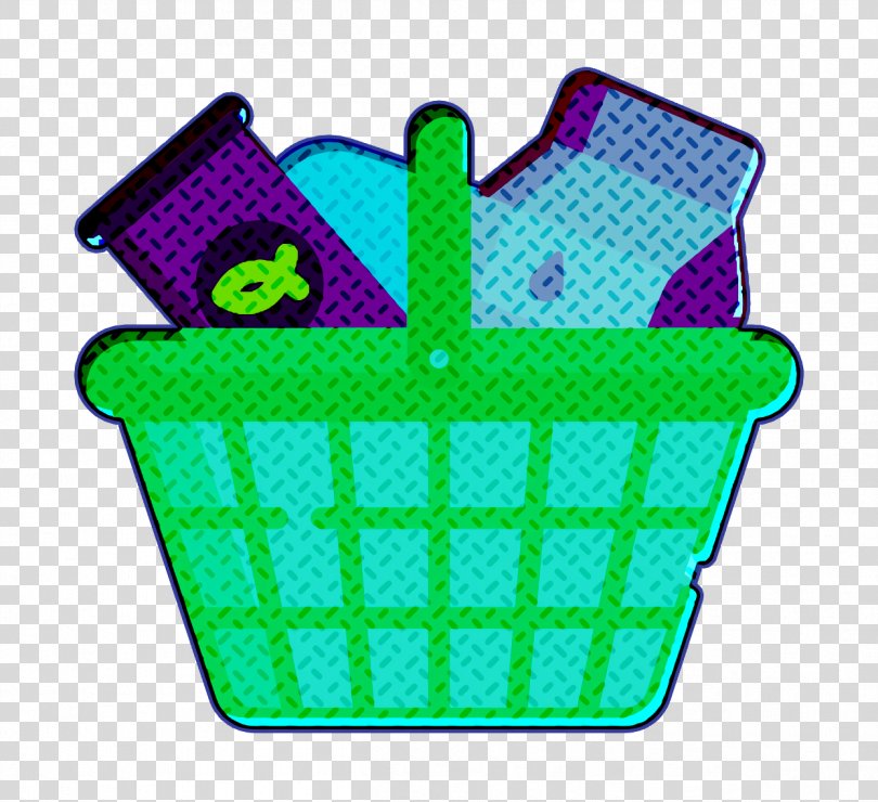 Grocery Icon Shopping Basket Icon Supermarket Icon, Storage Basket Green PNG