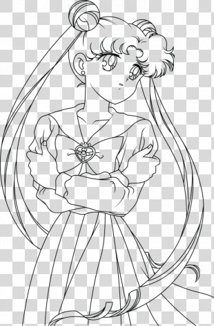 Sailor Moon Queen Serenity Chibiusa Line Art Drawing, Naoko Takeuchi PNG