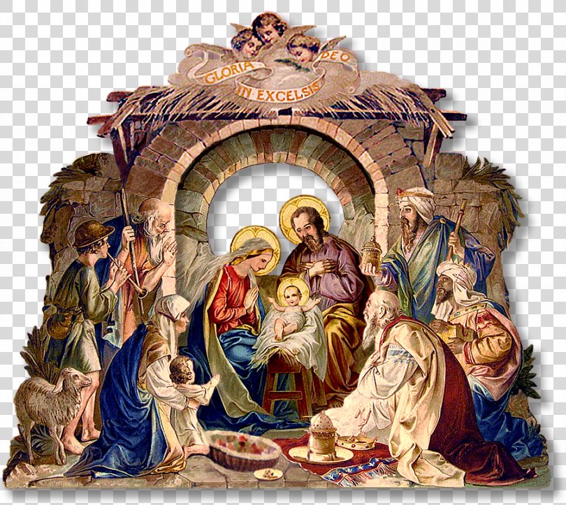 Royal Christmas Message Holy Family Nativity Scene Nativity Of Jesus, Christmas Creche Cliparts PNG