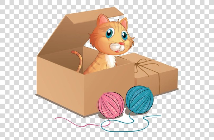 Cat Kitten Box Clip Art, The Cat In The Cartoon Box PNG